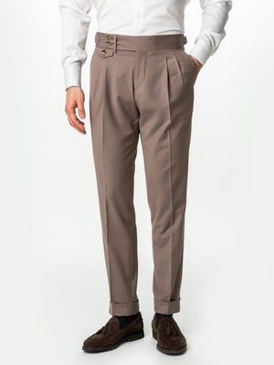 Pantaloni Cu Pense Barbati Maro Mocha Gurkha Stofa Sarto BMan707