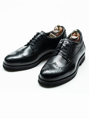 Pantofi Eleganti Barbati Negri Derby Brogue Din Piele Naturala BMan0409