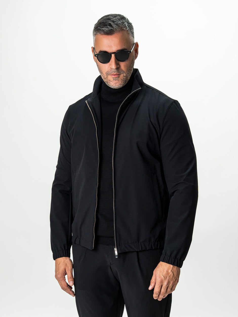 Jacheta Barbati Neagra Din Material Tehnic Elastic BMan0006 (1)