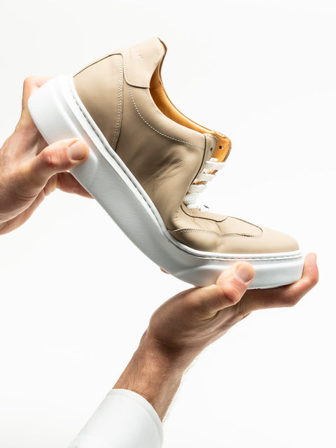 Pantofi Smart Casual Barbati Crem Tip Sneakers 100% Piele Naturala Vitel BMan0349 (3)