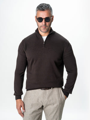 Pulover Cu Fermoar Barbati Maro Inchis Bumbac Parma Cottone BMan0001