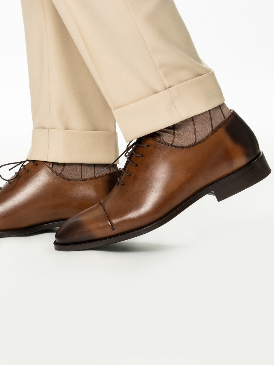 Pantofi Oxford Barbati Maro Coniac Design Cap Toe Bman0414 (7)
