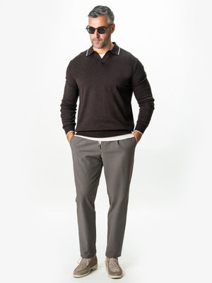 Pulover Polo Barbati Maro Cafeniu Din Bumbac Natural BMan0031