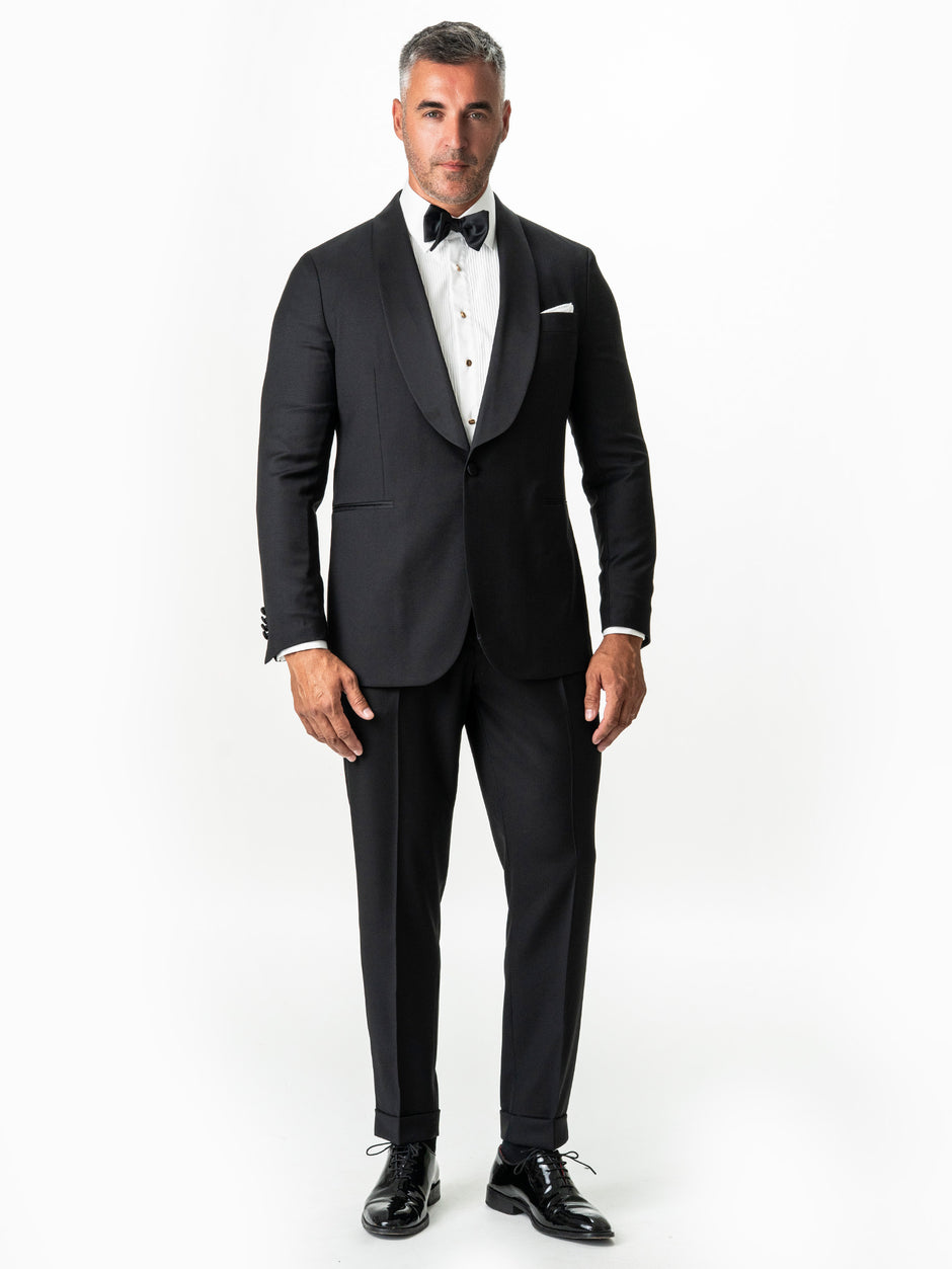 Costum Mire Negru Tip Smoking Ceremonie 100% Lana Vitale Barberis  BMan0066 (1)