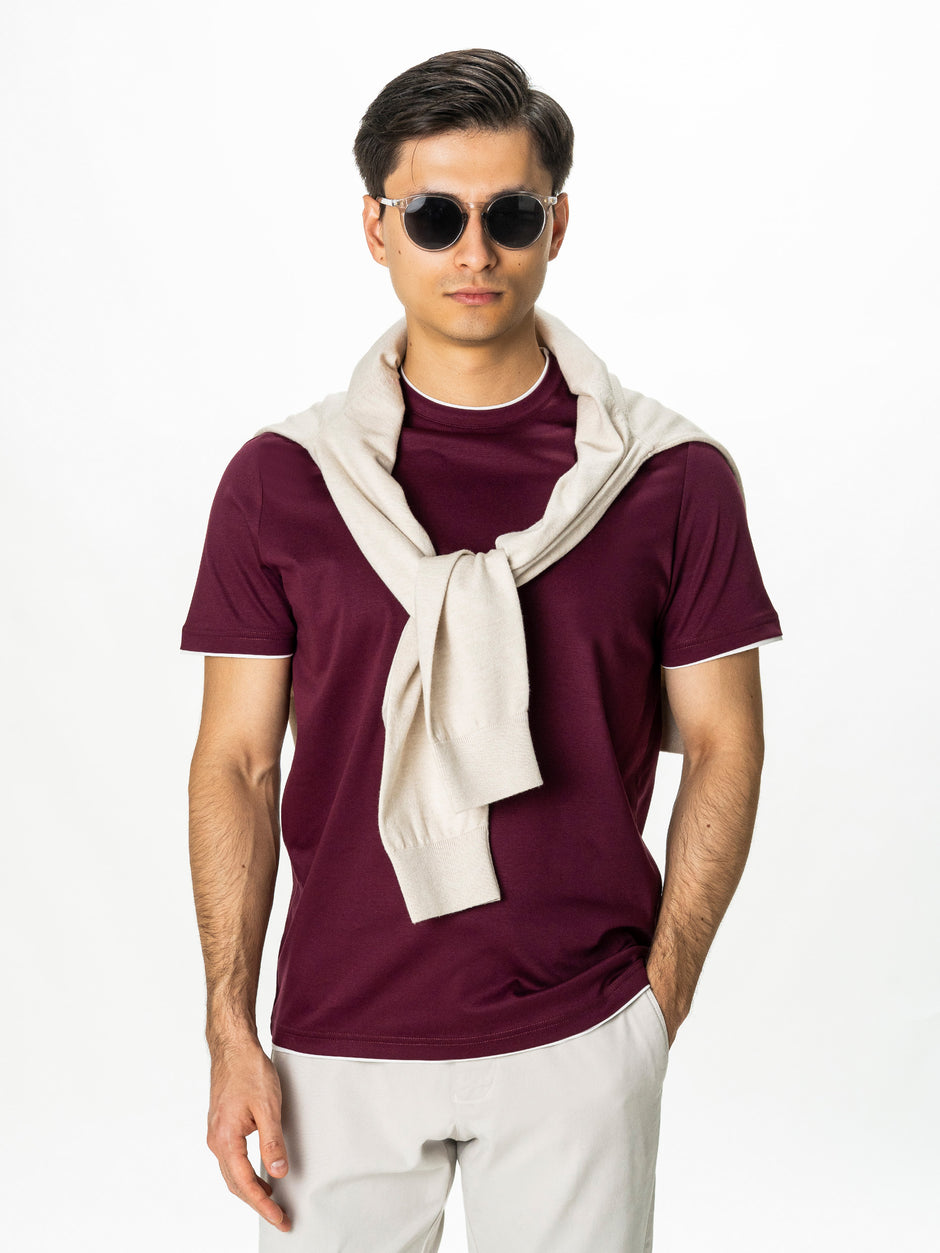 Tricou Bordo Barbati 100% Bumbac Egiptean Dublu Mercerizat BMan271 (1)