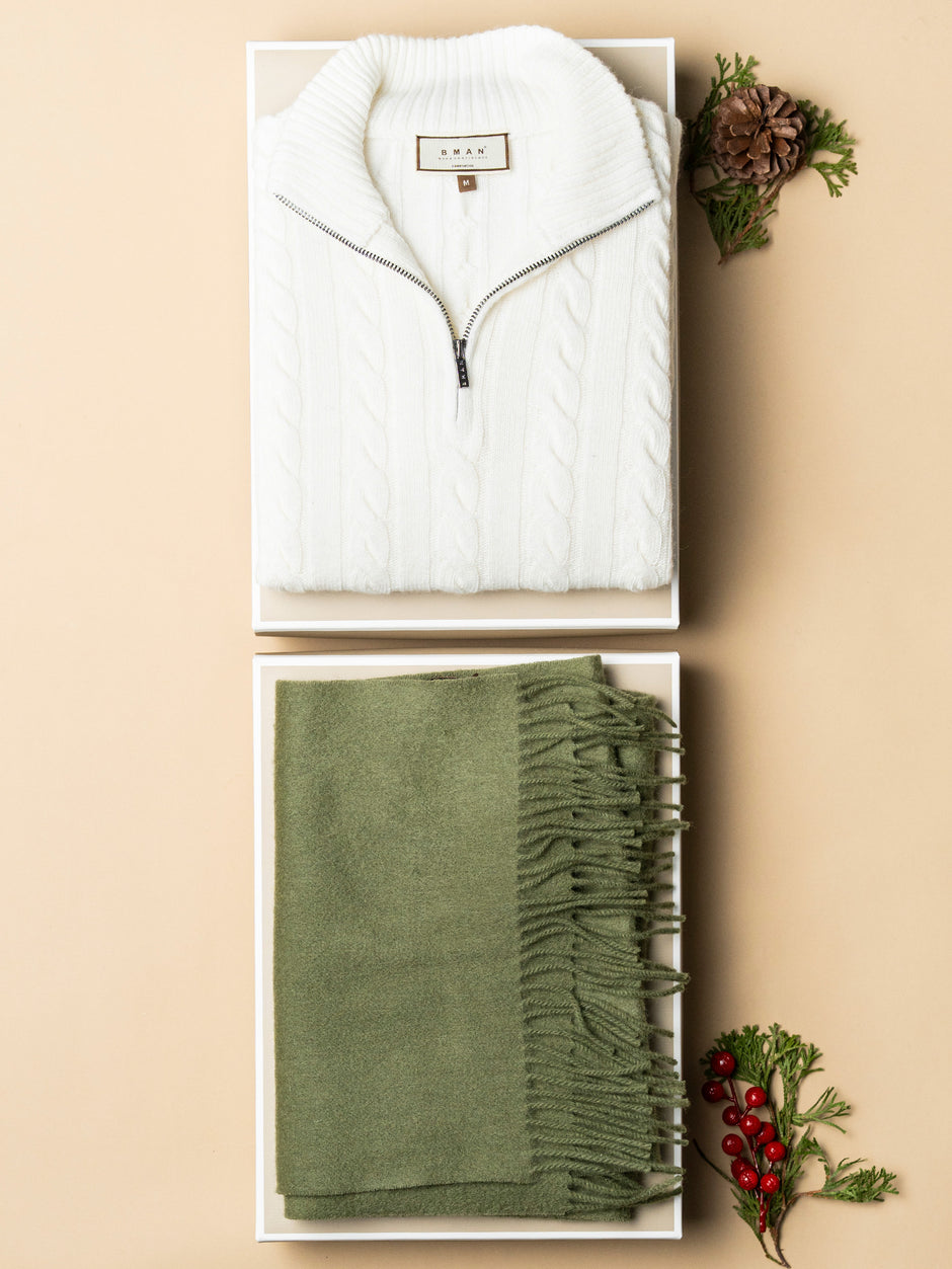 Pachet Cadou Barbati Pulover Cu Fermoar Cu Accesoriu Bman0100 (2)