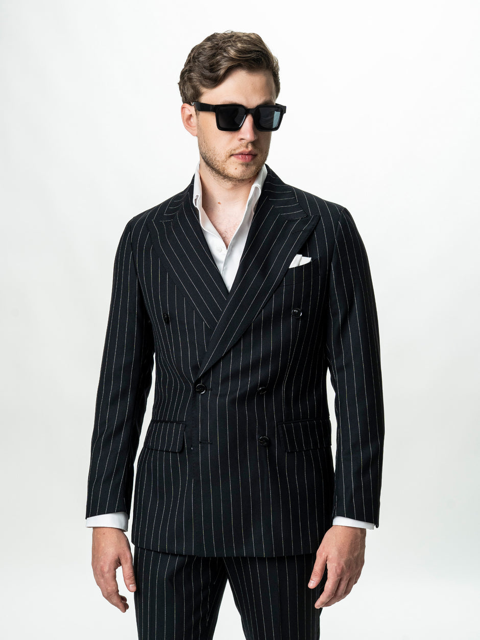 Costum Negru La Doua Randuri 100% Lana BMan0104 (5)
