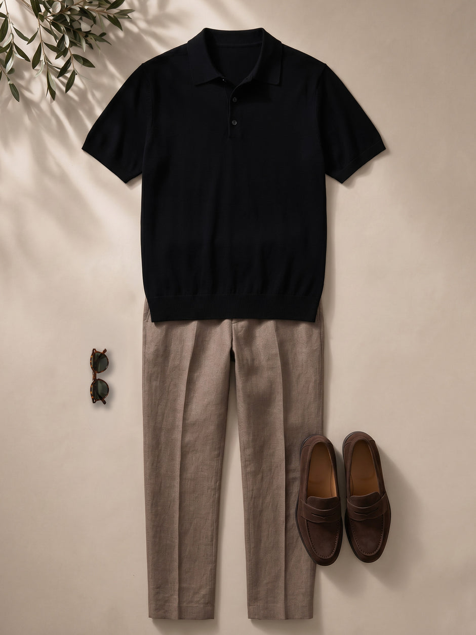 Tinuta Barbati Completa Casual de Vara Espresso Bman1124 (1)