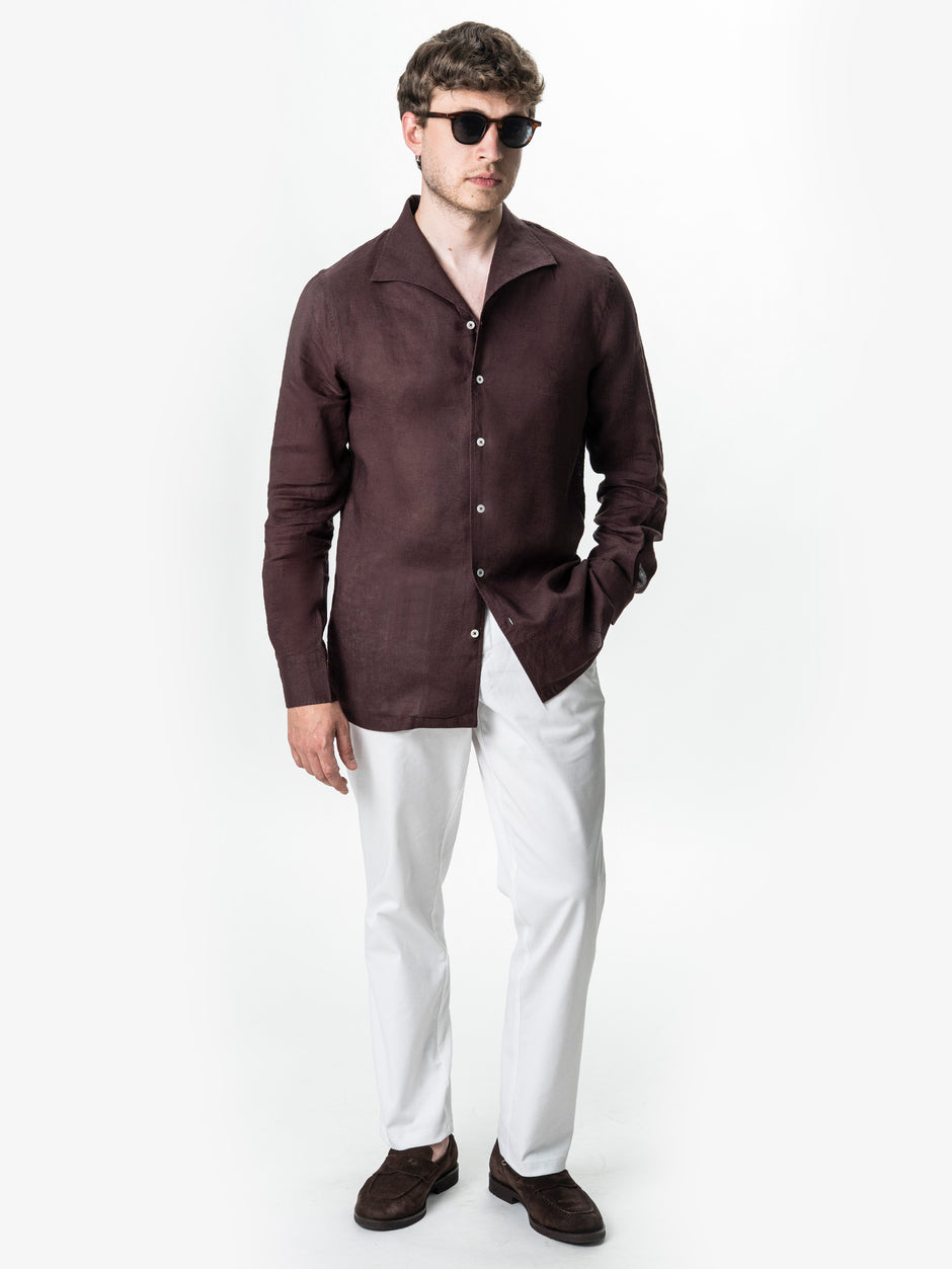 Camasa Barbati Maro Cafeniu Comfort Fit 100% In Natural Guler Capri BMan0300 (6)