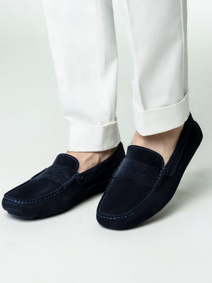 Mocasini Barbati Penny Bleumarin Din Piele Intoarsa BMan224