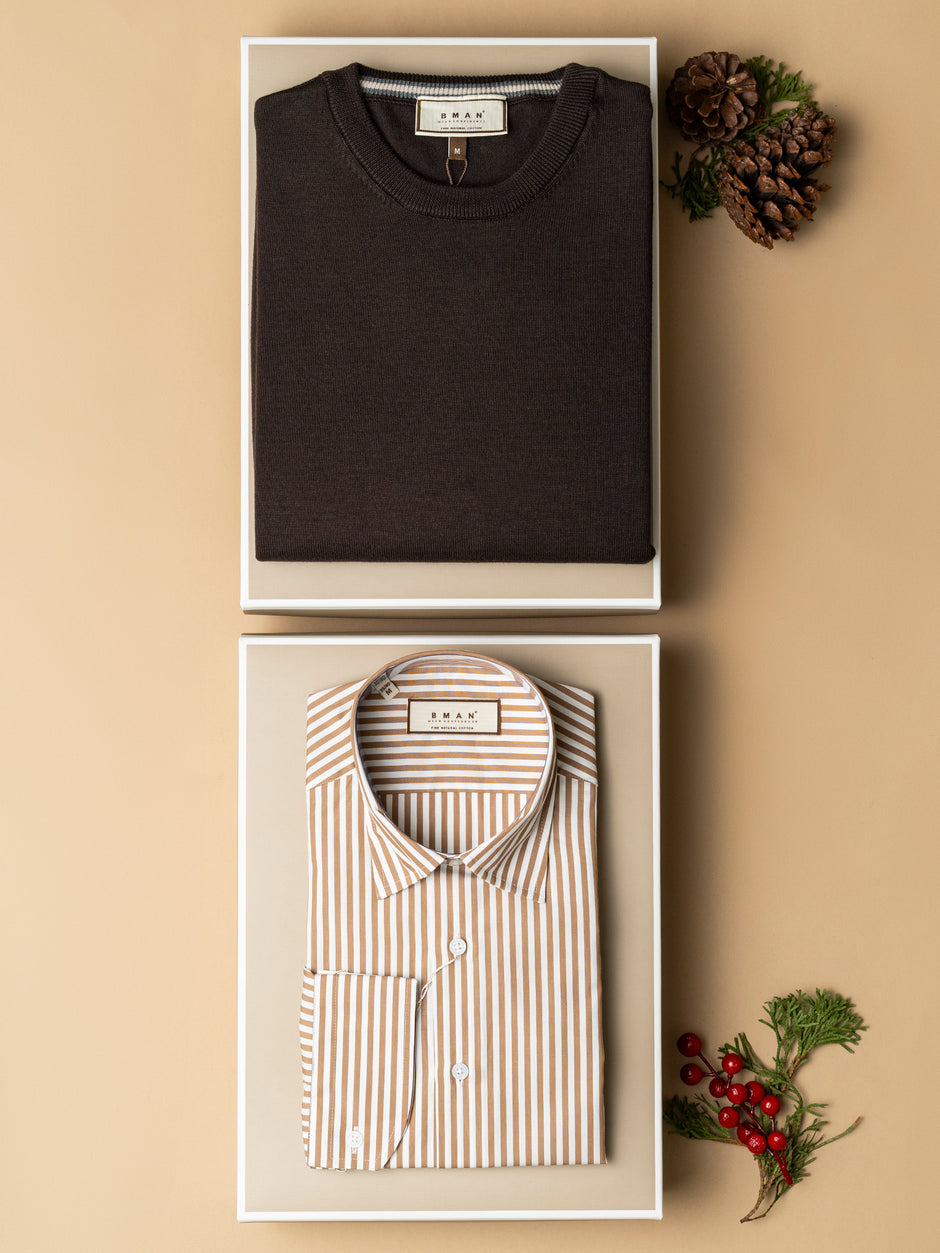 Pachet Cadou Barbati Camasa Bumbac Si Pulover Bman0073 (2)