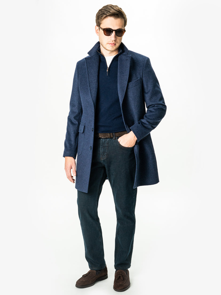 Pulover Barbati Bleumarin Fermoar Office Din Bumbac Levent BMan0001 (2)