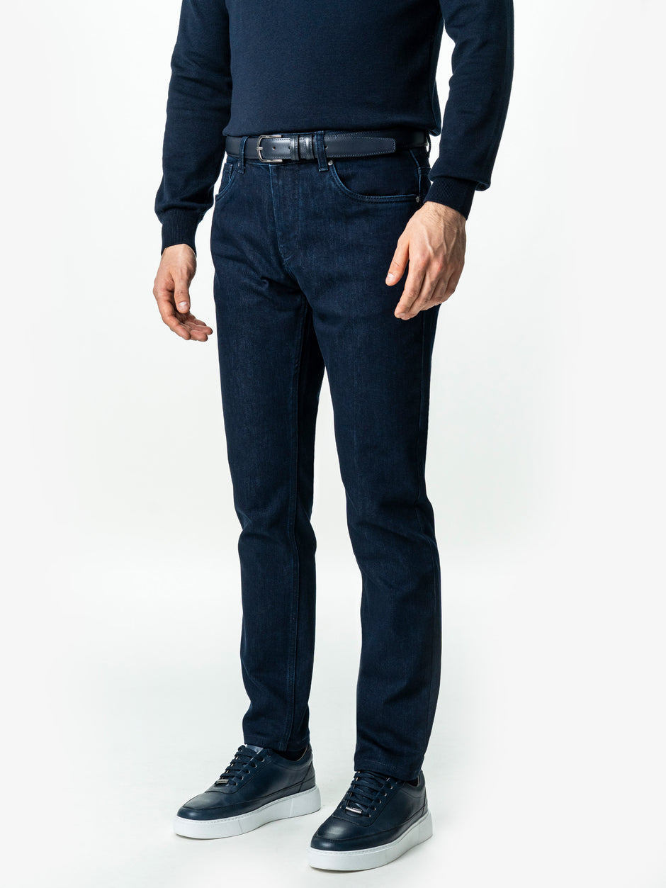 Blugi Barbati Albastru Indigo Comfort Fit Denim T400 BMan0003 (4)