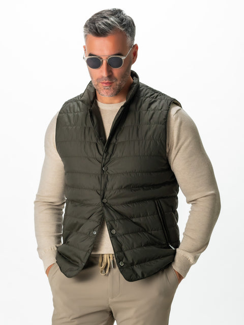Vesta Casual & Office Barbati Toamna & Iarna Verde Kaki Design Verona Premium BMan066