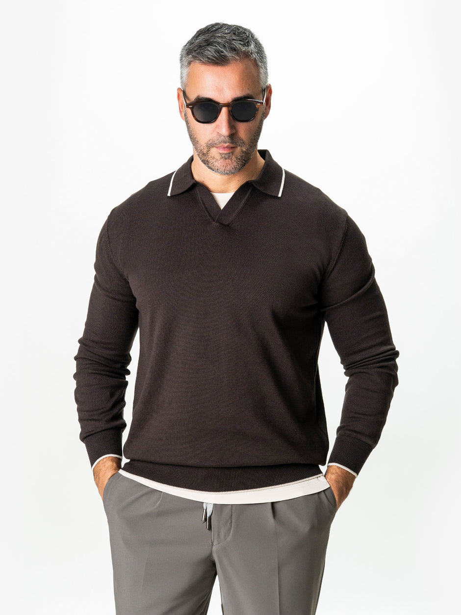 Pulover Polo Barbati Maro Cafeniu Din Bumbac Natural BMan0031 (4)