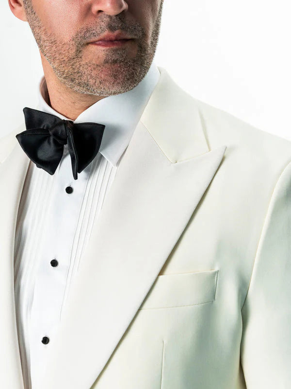 Costum Barbati Ceremonie Smoking Crem Lana Vitale Barberis Super110 BMan341 (3)