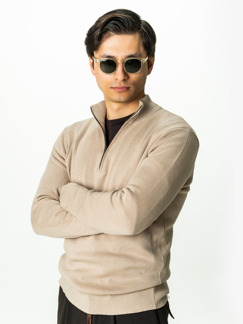 Pulover Barbati Crem Cu Fermoar 100% Bumbac BMan0002 (4)