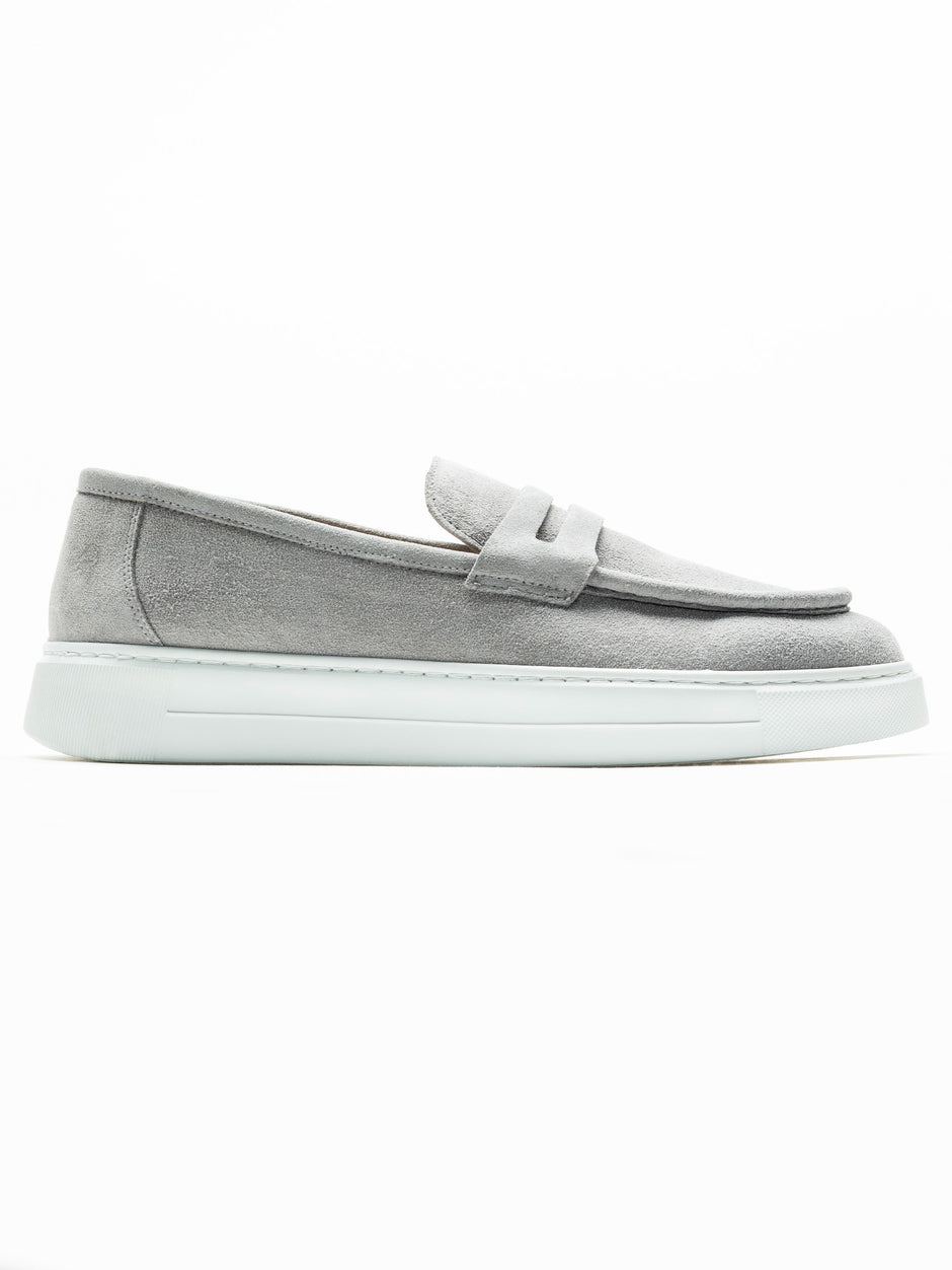 Mocasini Smart Casual Gri Deschis Barbati Piele Intoarsa Naturala BMan217 (5)
