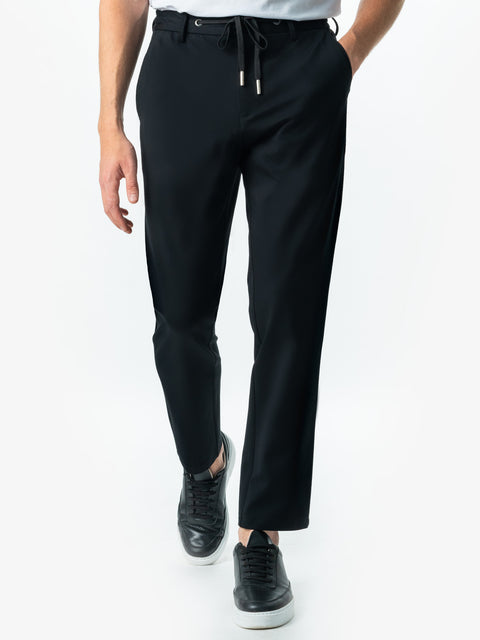 Pantaloni Casual Premium Flexo Cu Snur Barbati Bleumarin Bumbac Tip Rayon BMan718 (2)
