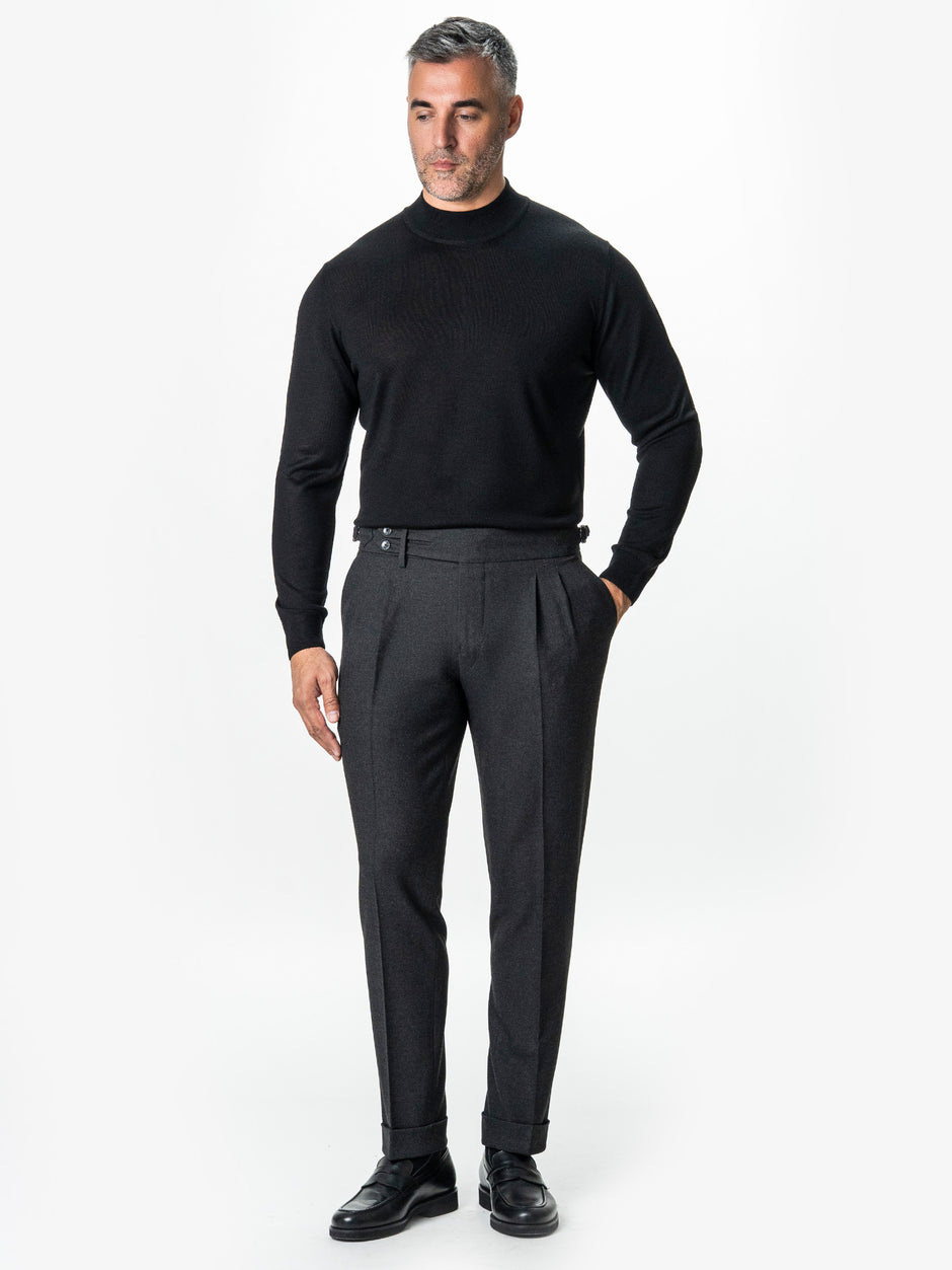 Pantaloni Cu Pense Barbati Gri Inchis Gurkha Toamna BMan702 (4)