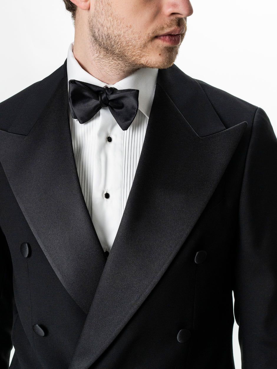 Costum Barbati Negru de Ceremonie Doua Randuri 100% Lana Cerruti BMan383 (5)