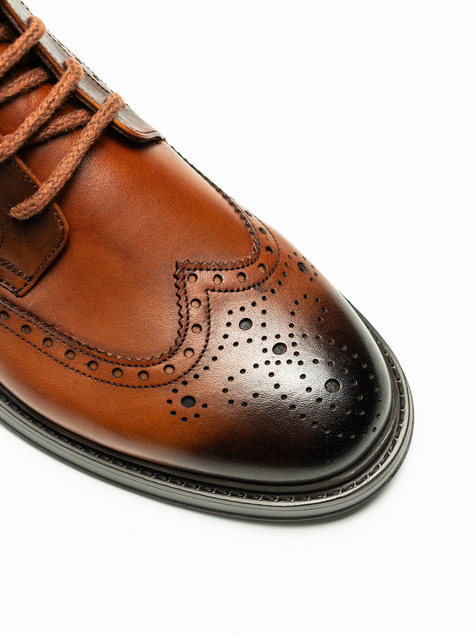 Ghete Maro Deschis Barbati Din 100% Piele Naturală Vițel Captusite Cu Blana Design Brogue Bman100 (2)