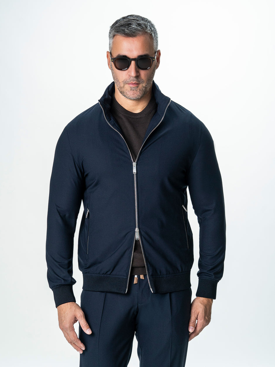Tracksuit Premium Barbati Bleumarin din Lana cu Gluga Ascunsa BMan0004 (5)