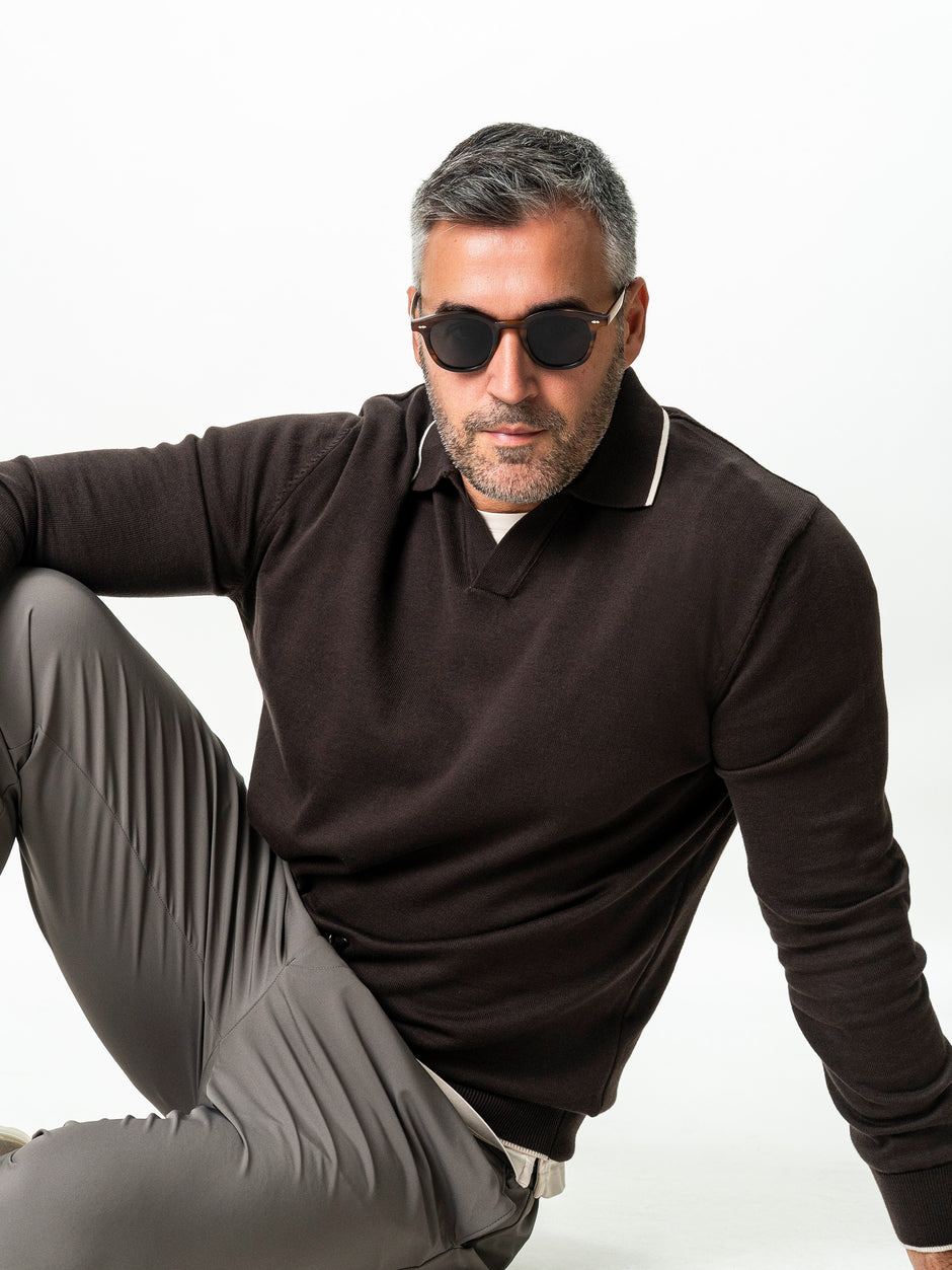 Pulover Polo Barbati Maro Cafeniu Din Bumbac Natural BMan0031 (7)