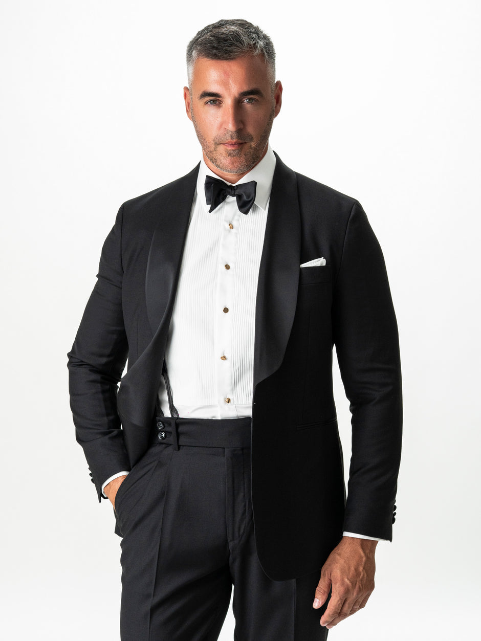 Costum Mire Negru Tip Smoking Ceremonie 100% Lana Vitale Barberis  BMan0066 (2)