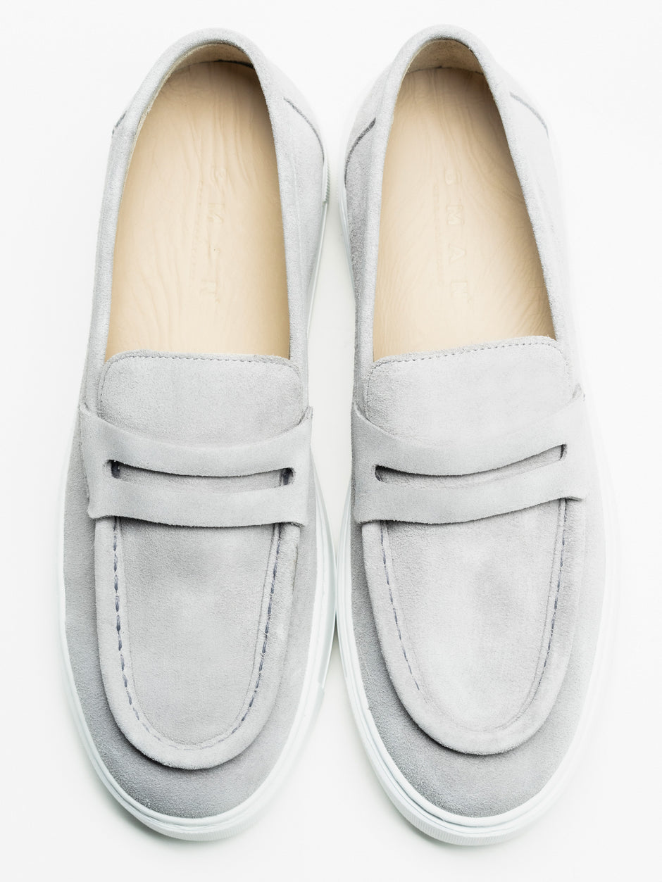 Mocasini Smart Casual Gri Deschis Barbati Piele Intoarsa Naturala BMan217 (6)