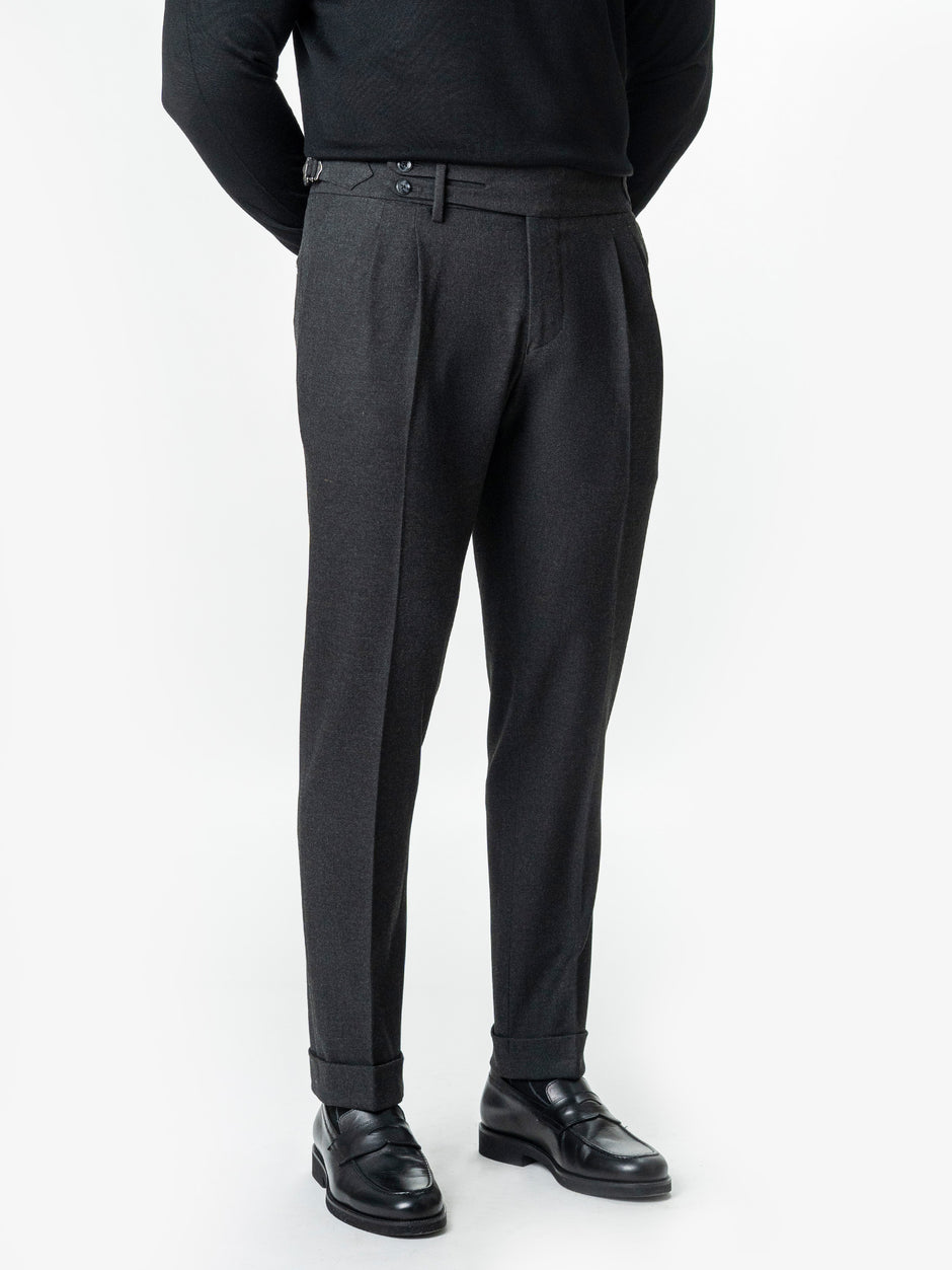 Pantaloni Cu Pense Barbati Gri Inchis Gurkha Toamna BMan702 (5)