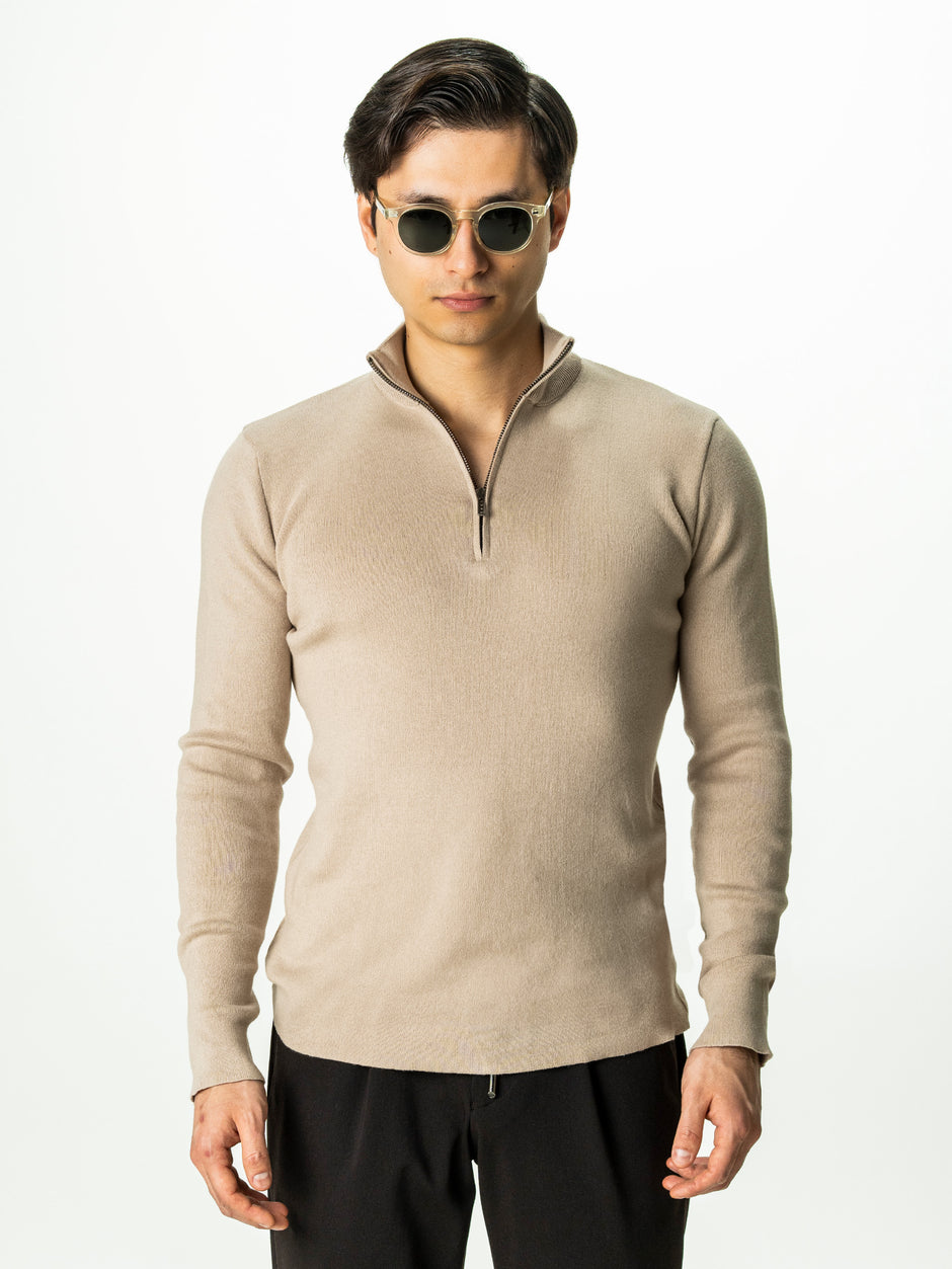 Pulover Barbati Crem Cu Fermoar 100% Bumbac BMan0002 (5)
