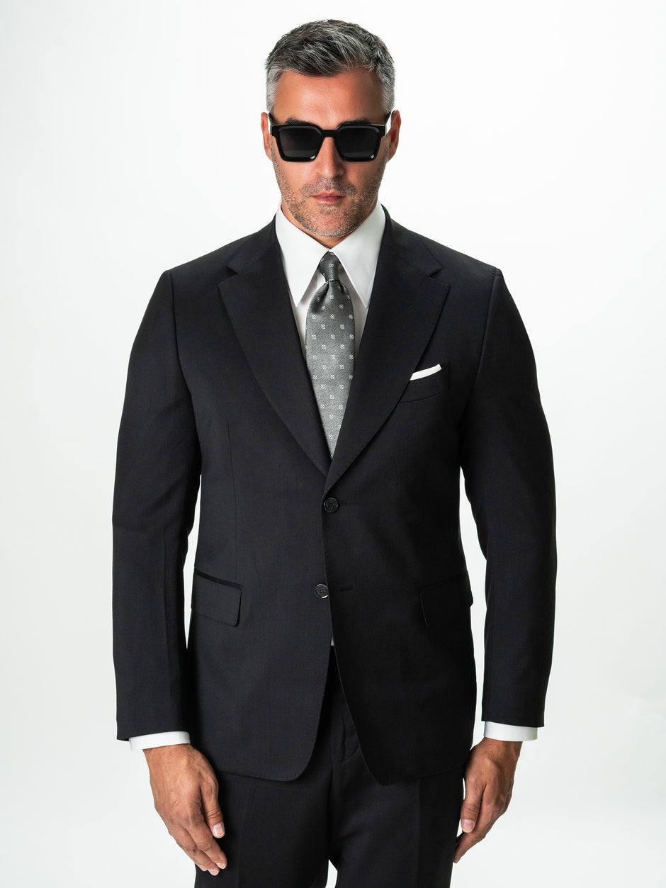 Costum Elegant Negru Mat Barbati Lana Lanificio Cerruti Super110 BMan0002 (9)