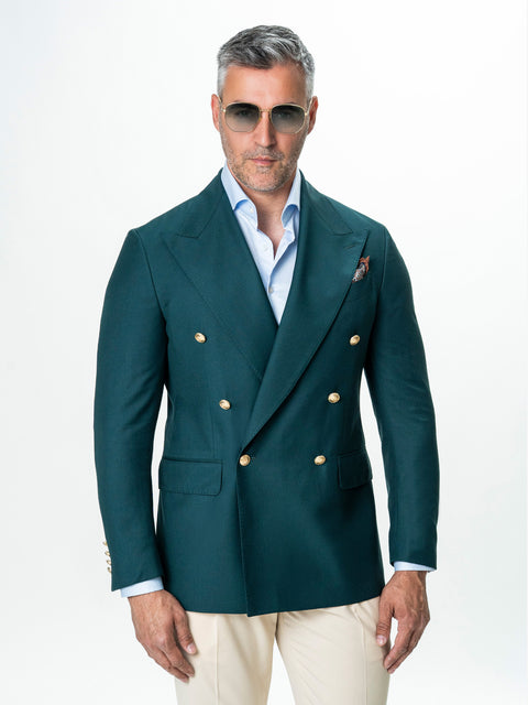 Sacou Barbati Verde Petrol Ocazie Double Breasted Amestec Lana BMan0007