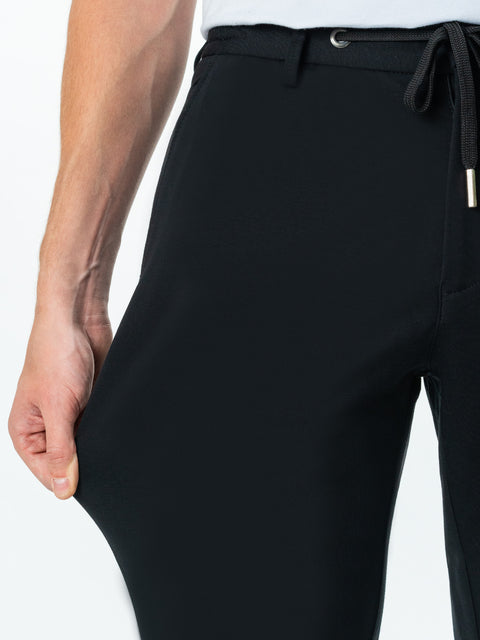 Pantaloni Casual Premium Flexo Cu Snur Barbati Bleumarin Bumbac Tip Rayon BMan718 (5)