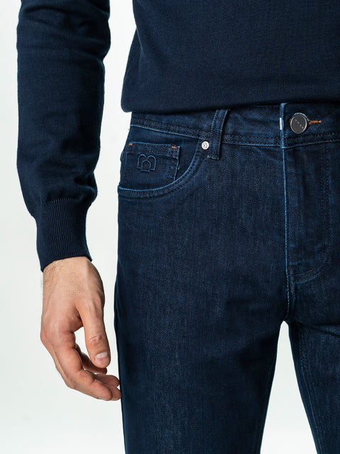 Blugi Barbati Albastru Indigo Comfort Fit Denim T400 BMan0003