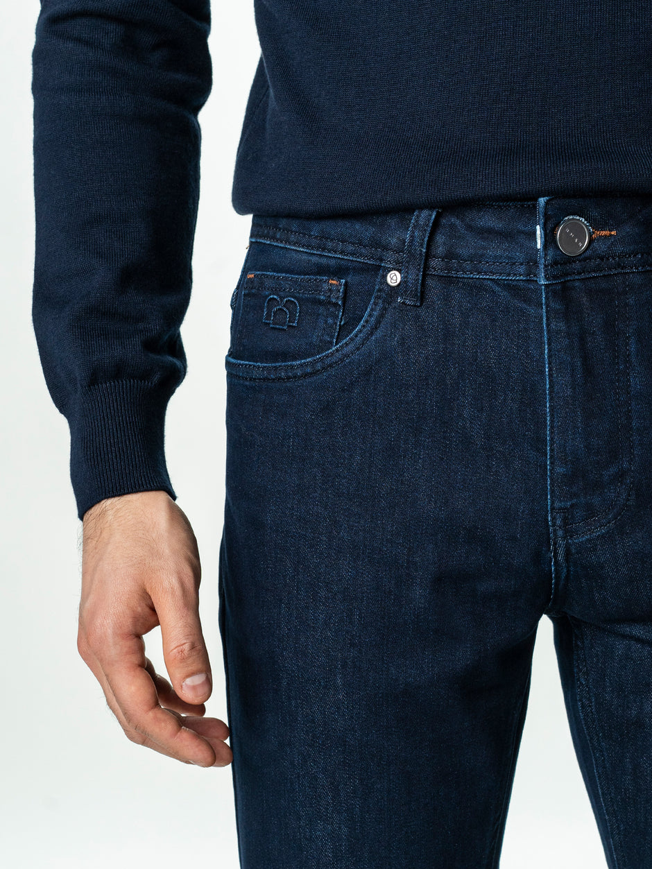 Blugi Barbati Albastru Indigo Comfort Fit Denim T400 BMan0003 (3)