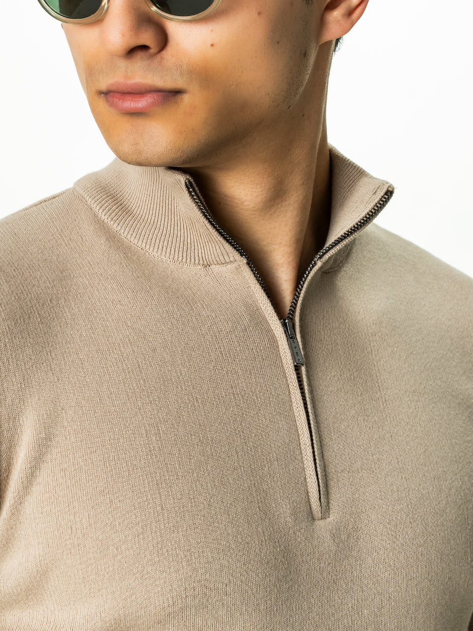 Pulover Barbati Crem Cu Fermoar 100% Bumbac BMan0002 (3)