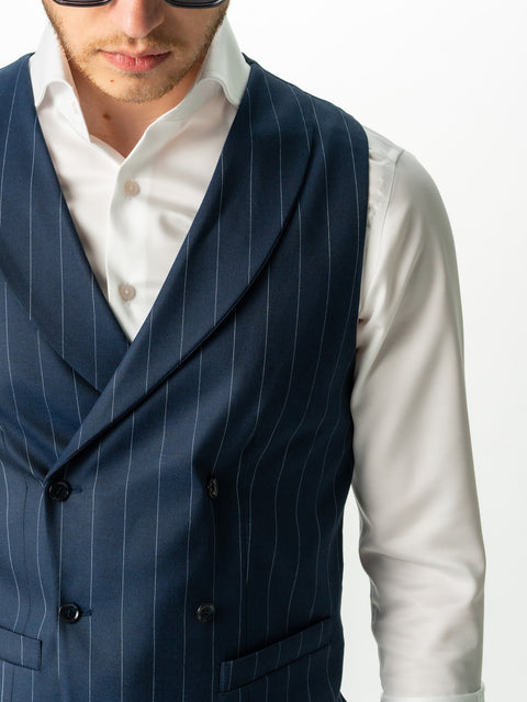 Vesta Albastru Marine Smart Casual Barbati La Doua Randuri In Dungi BMan0302 (3)