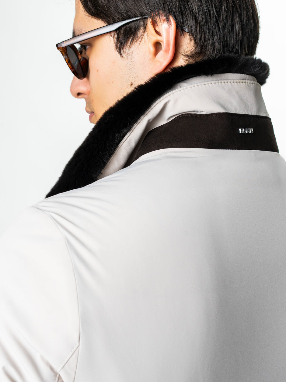 Geaca Barbati Iarna Crem Cu Guler Blana Naturala BMan0003 (6)