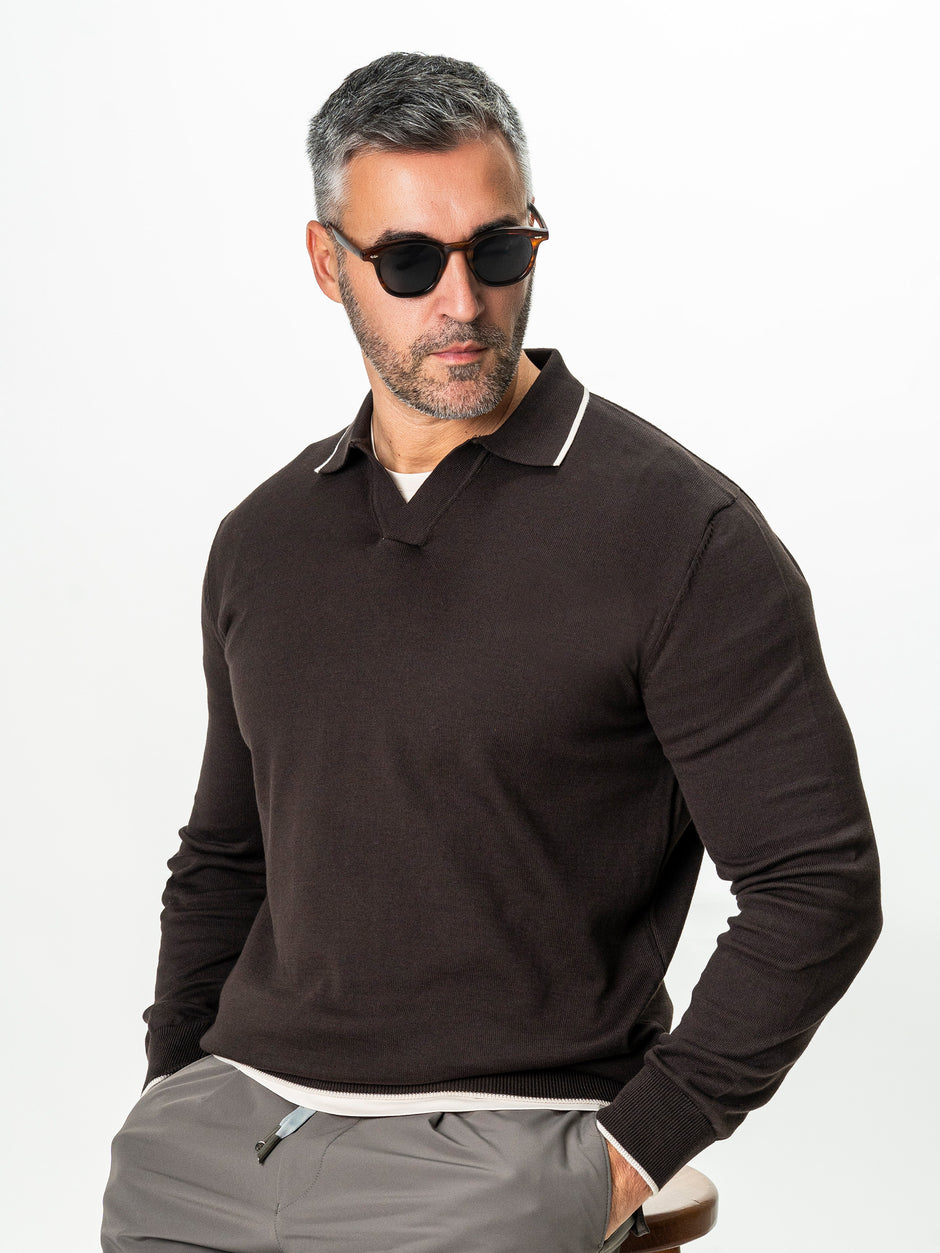 Pulover Polo Barbati Maro Cafeniu Din Bumbac Natural BMan0031 (2)