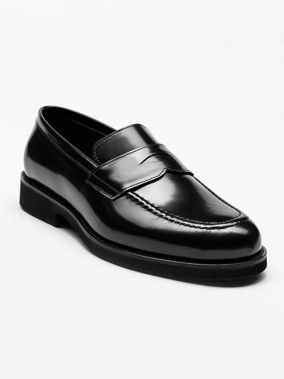 Mocasini Negru Semilucios Barbati Din Piele Naturala Formal Loafers Bman222 (7)