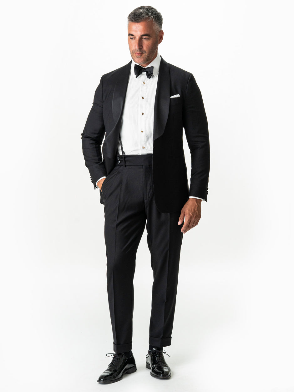 Costum Mire Negru Tip Smoking Ceremonie 100% Lana Vitale Barberis  BMan0066 (5)