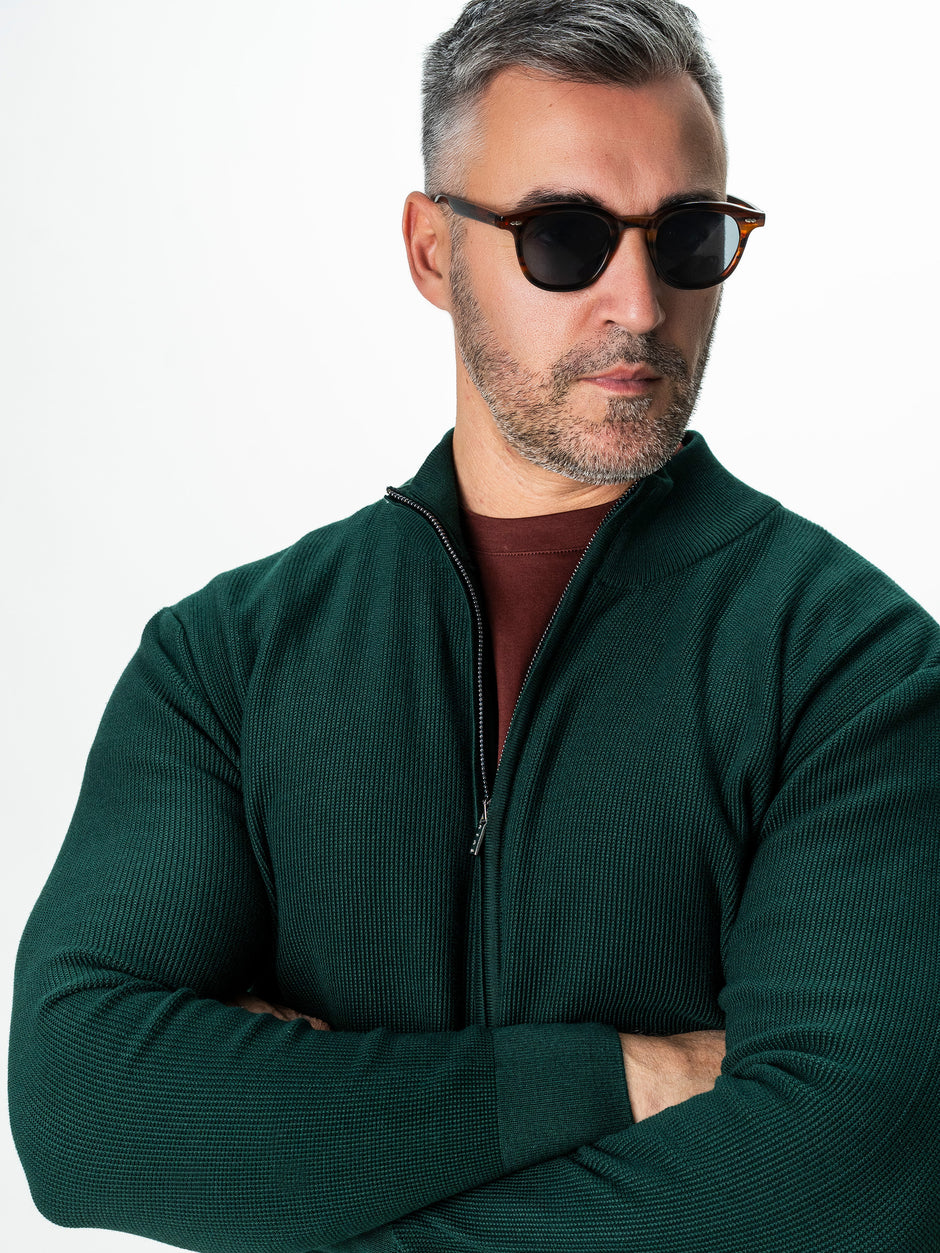 Pulover Barbati Verde Cu Fermoar 100% Bumbac BMan0029 (9)