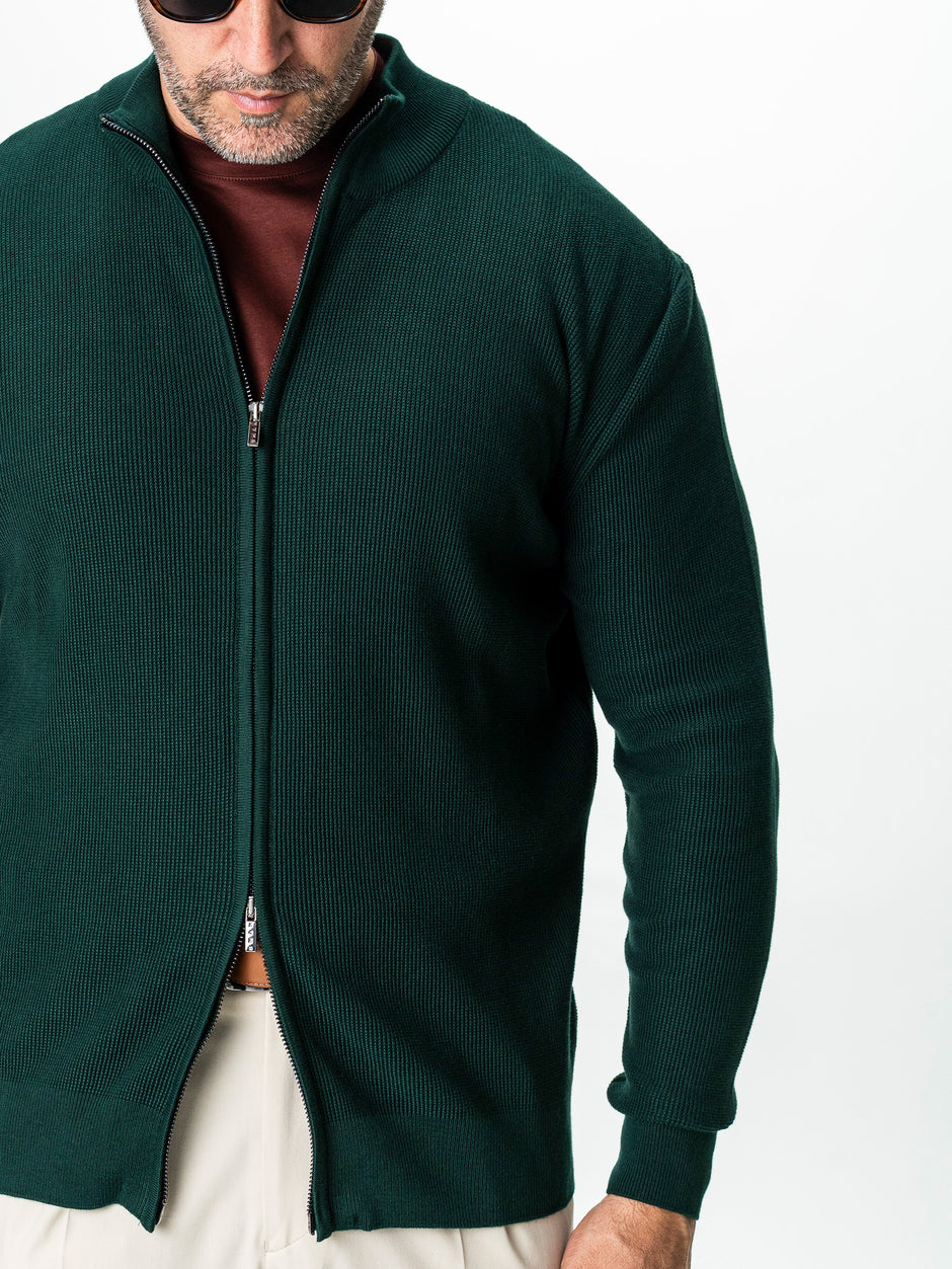 Pulover Barbati Verde Cu Fermoar 100% Bumbac BMan0029 (5)