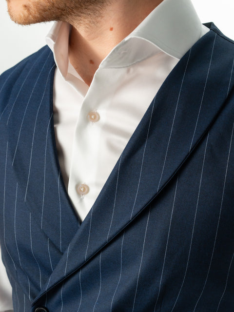Vesta Albastru Marine Smart Casual Barbati La Doua Randuri In Dungi BMan0302 (6)