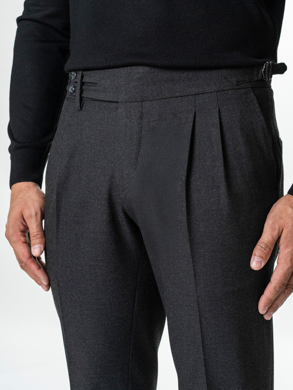 Pantaloni Cu Pense Barbati Gri Inchis Gurkha Toamna BMan702 (6)