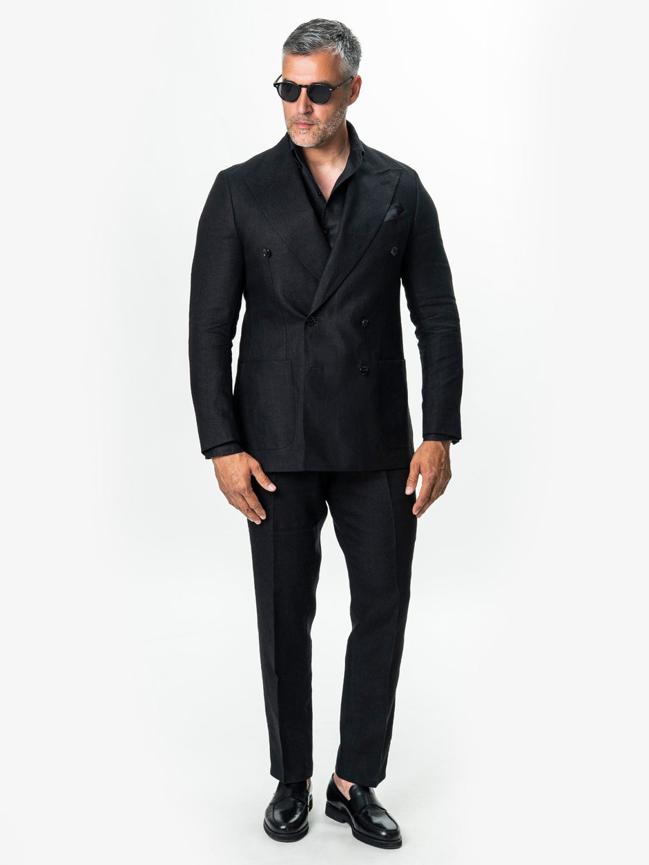 Sacou Vara Barbati Negru Din In Natural Vitale Barberis BMan0027 (6)