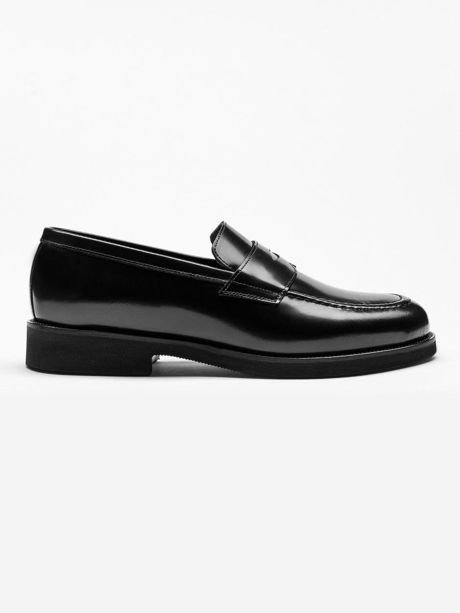 Mocasini Negru Semilucios Barbati Din Piele Naturala Formal Loafers Bman222 (4)