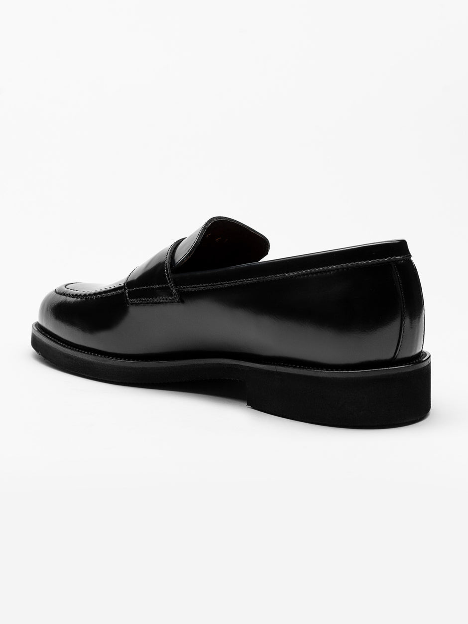 Mocasini Negru Semilucios Barbati Din Piele Naturala Formal Loafers Bman222 (6)